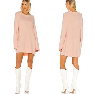 Lovers and Friends Peachy‎ Blush Montley Sweater Dress Fuzzy Knit Crewneck Mini